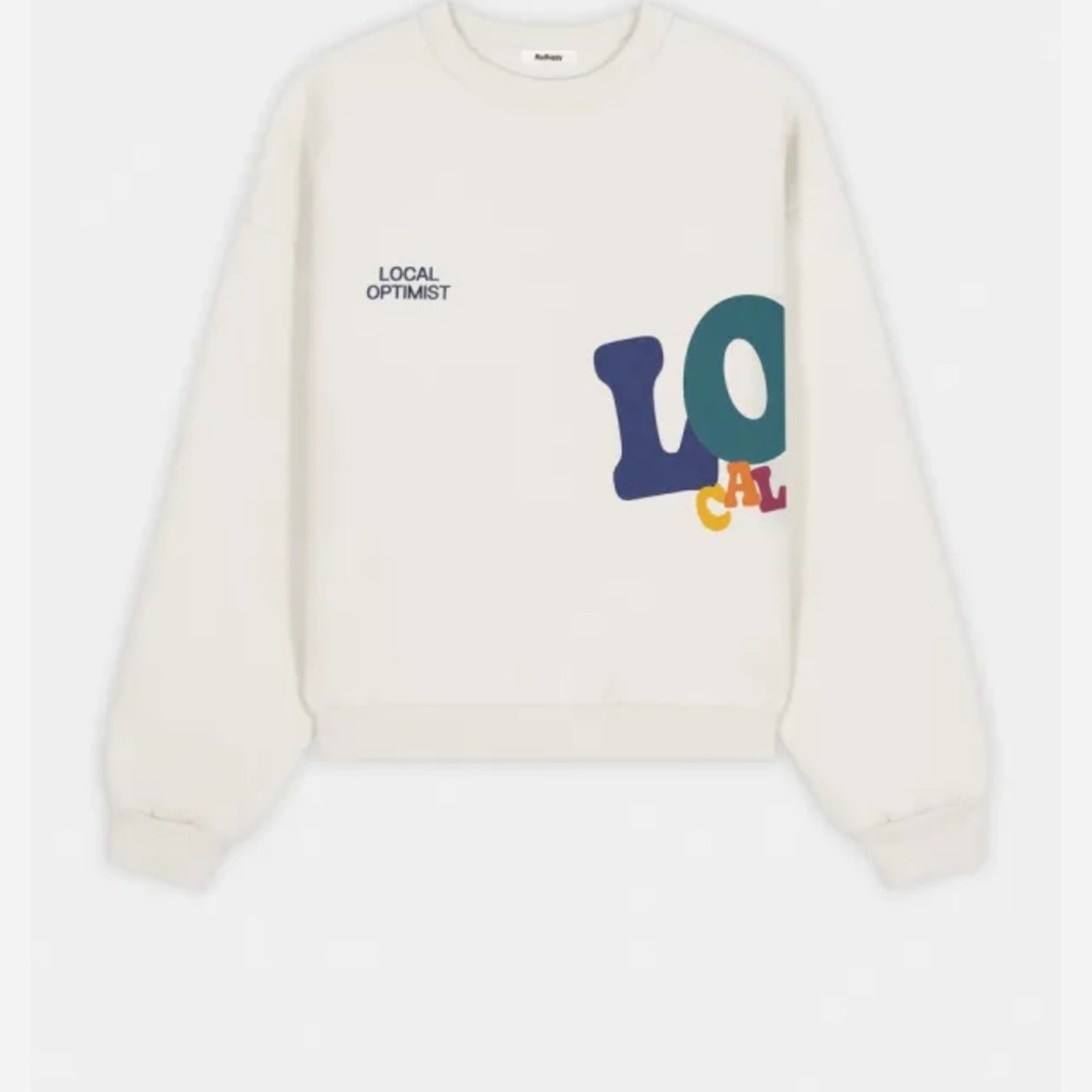 Madhappy Cream Crewneck Sweater with Ribbed Cuffs